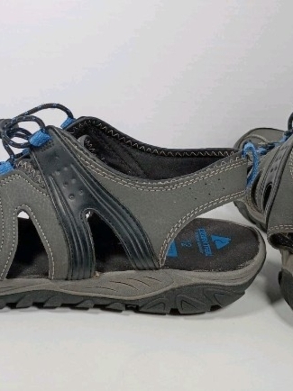 Ozark Trail Men's Memory Foam Adjustable Closed Toe Sandals Gray Blue Size 12